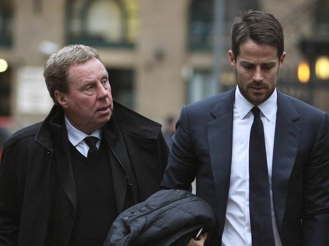 Harry Redknapp pictured arriving at court with son Jamie