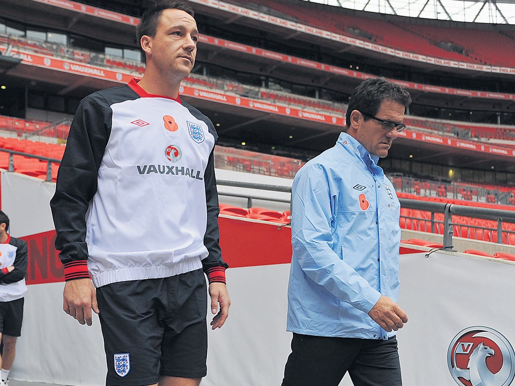 Fabio Capello (right) must select a new captain to replace John Terry