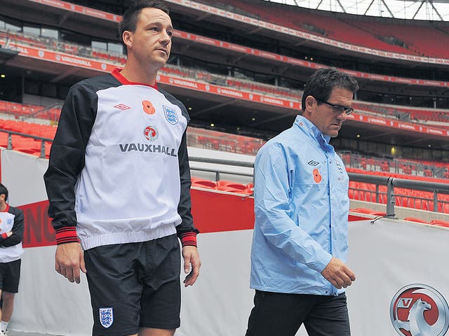 Fabio Capello (right) must select a new captain to replace John Terry