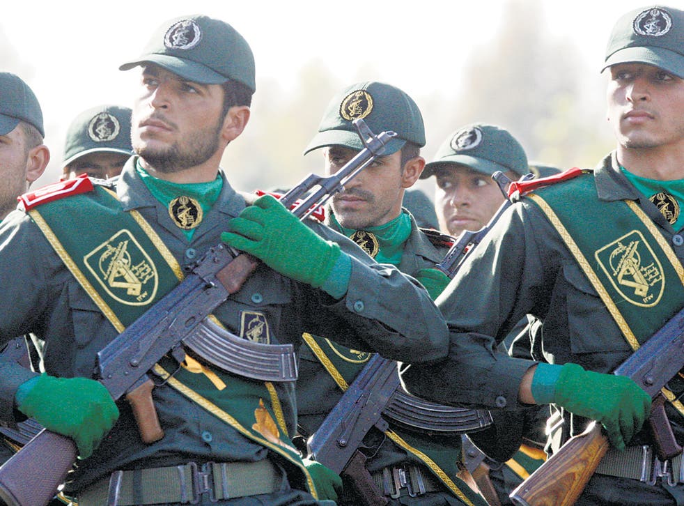 Iranian Revolutionary Guards parade in Tehran. The Ayatollah Ali Khamenei said the West’s threats of war would not ‘divert Iran from its nuclear course’