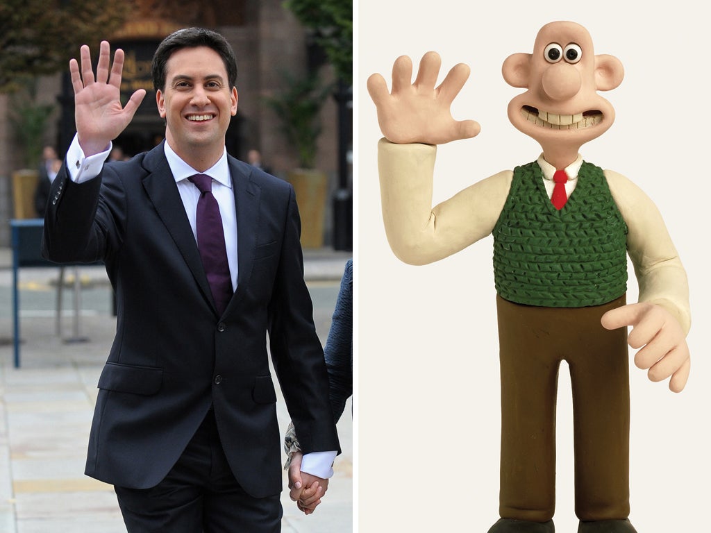 Ed Miliband, the Labour leader, right, with Aardman Animations' Wallace, left. An Aardman spokesman said: 'You have to protect the brand'