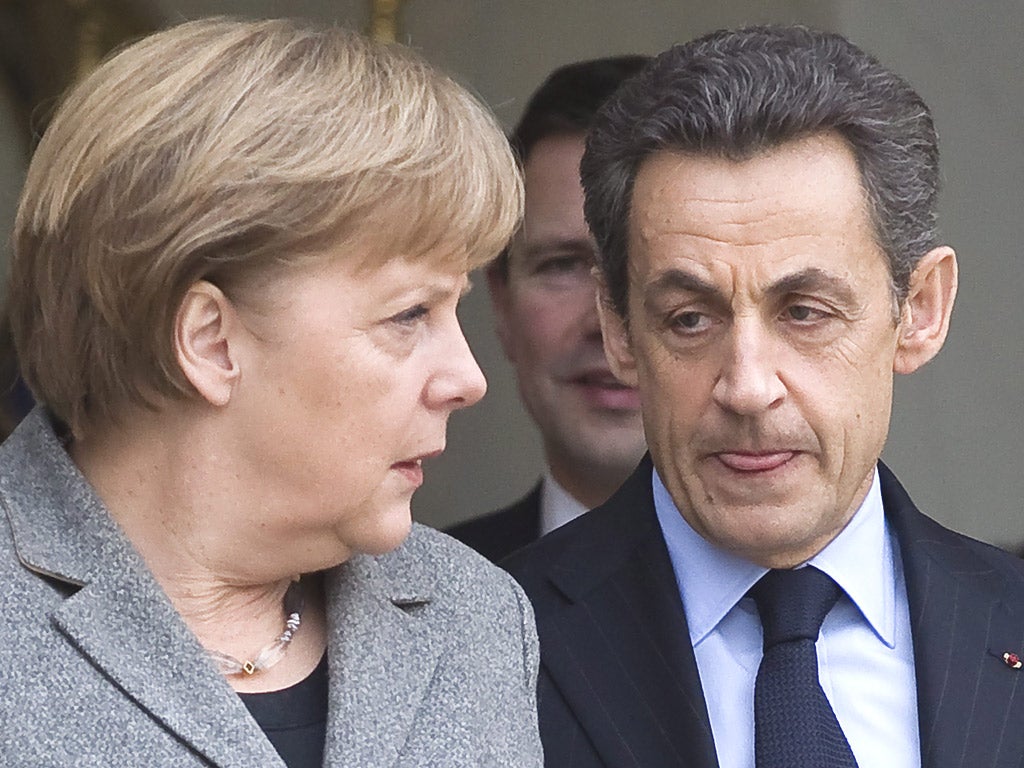Angela Merkel gave Nicolas Sarkozy her unconditional support