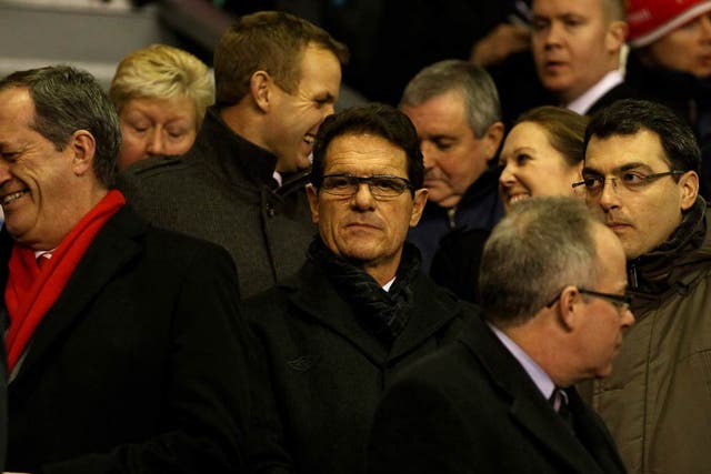 <b>6 February 2012</b><br/>
England manager Fabio Capello pictured at Anfield the day after controversial comments made on Italian television regarding John Terry.