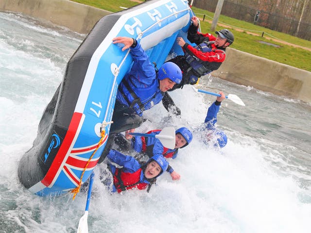 Robin Scott-Elliot (second bottom) goes in at the deep end at Lee Valley