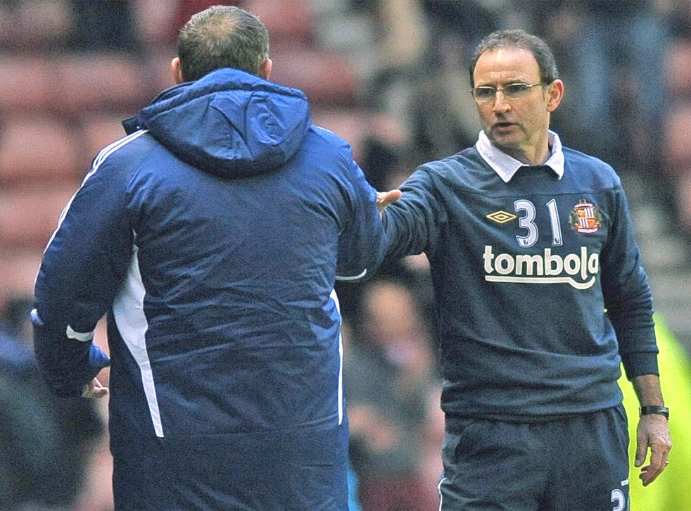 Martin O'Neill shakes hands with Tony Mowbray after the draw in the FA Cup at Sunderland last month