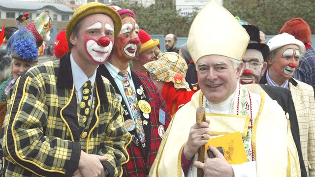 Carry on blessing: former Bishop of Stepney, Stephen Oliver, clowning around in 2006