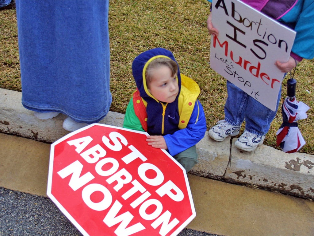 Children holding anti-abortion signs during a rally in Texas