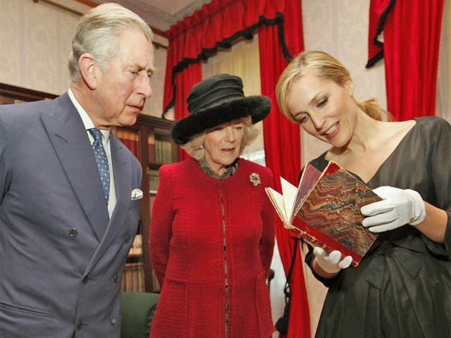 Charles and Camilla with the actress Gillian Anderson