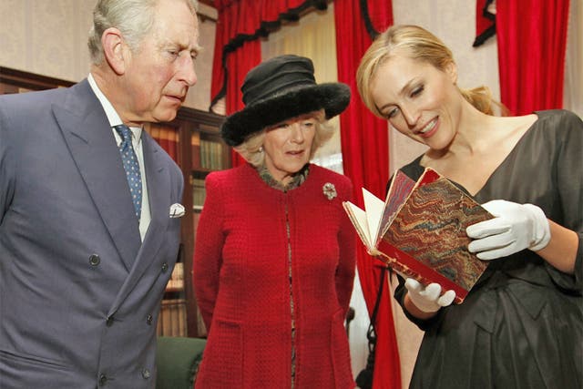 Charles and Camilla with the actress Gillian Anderson