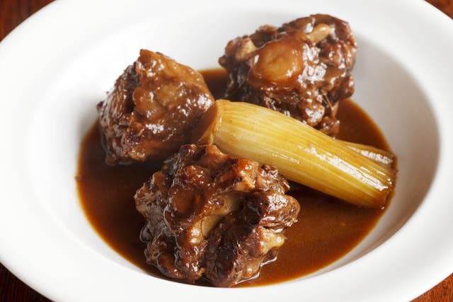 Braised oxtail with celery
