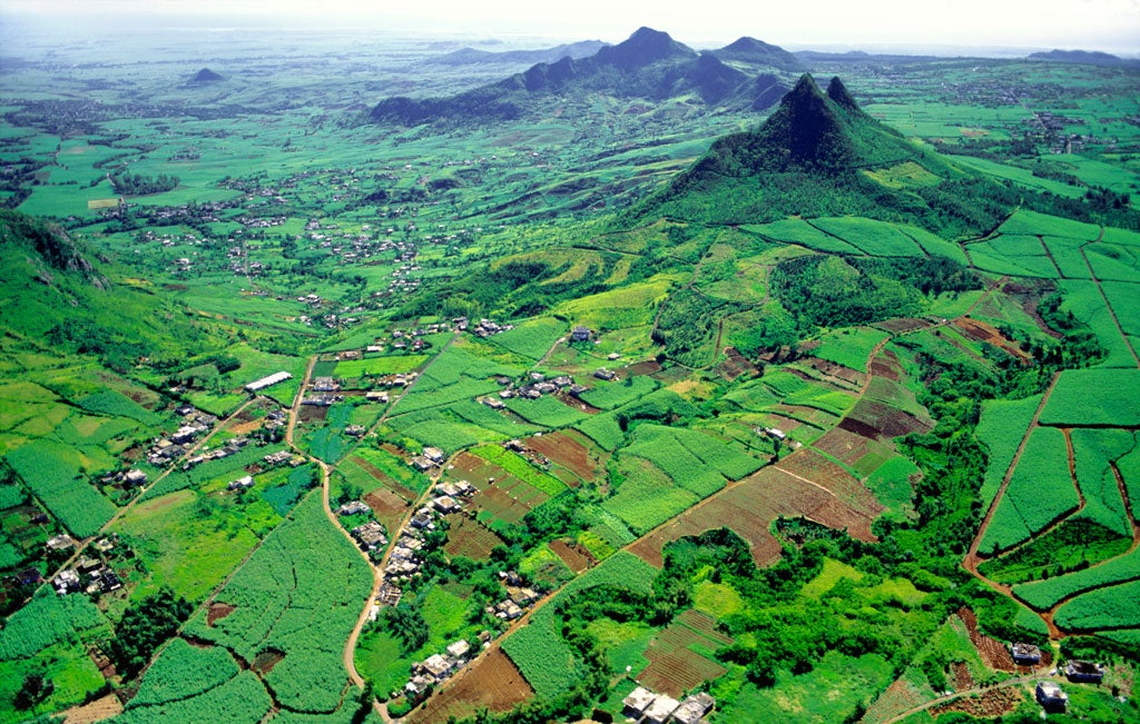 A place of the beautiful and damned: Aerial view of Mauritius
