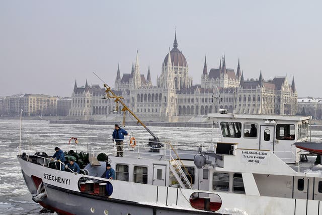 The Danube began to ice over in early February as temperatures plunged to minus 20 Celsius