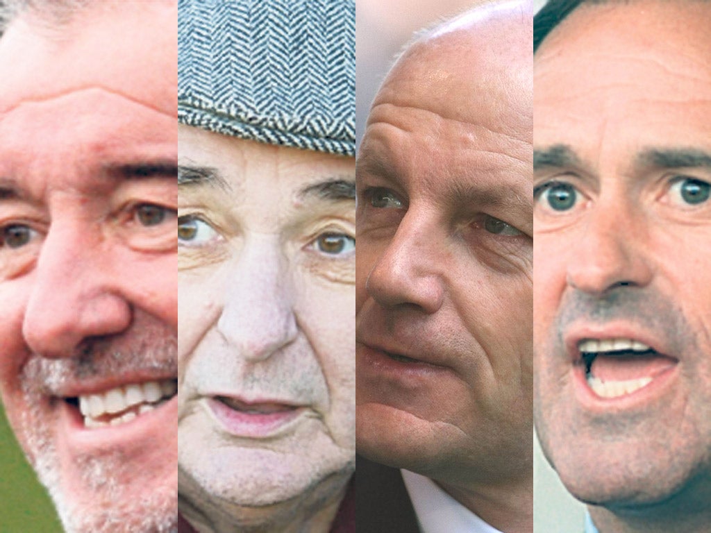 Money talks: Terry Venables, Brian Clough, Steve Coppell, George Graham
