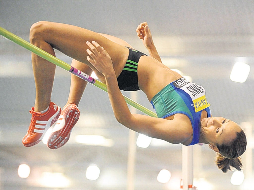 Ennis lesson: Jessica Ennis clears the bar in the high jump final