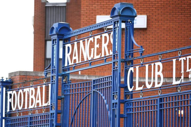 A view of the gates at Ibrox, the home of Rangers Football Club