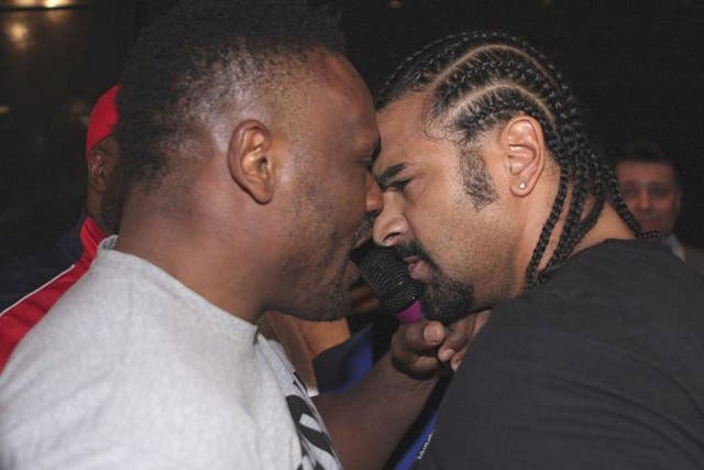 David Haye and Dereck Chisora confront each other 