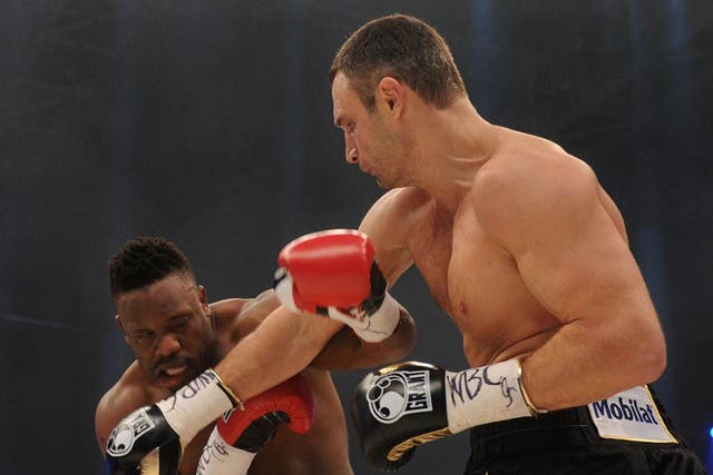 Dereck Chisora in the ring with Vitali