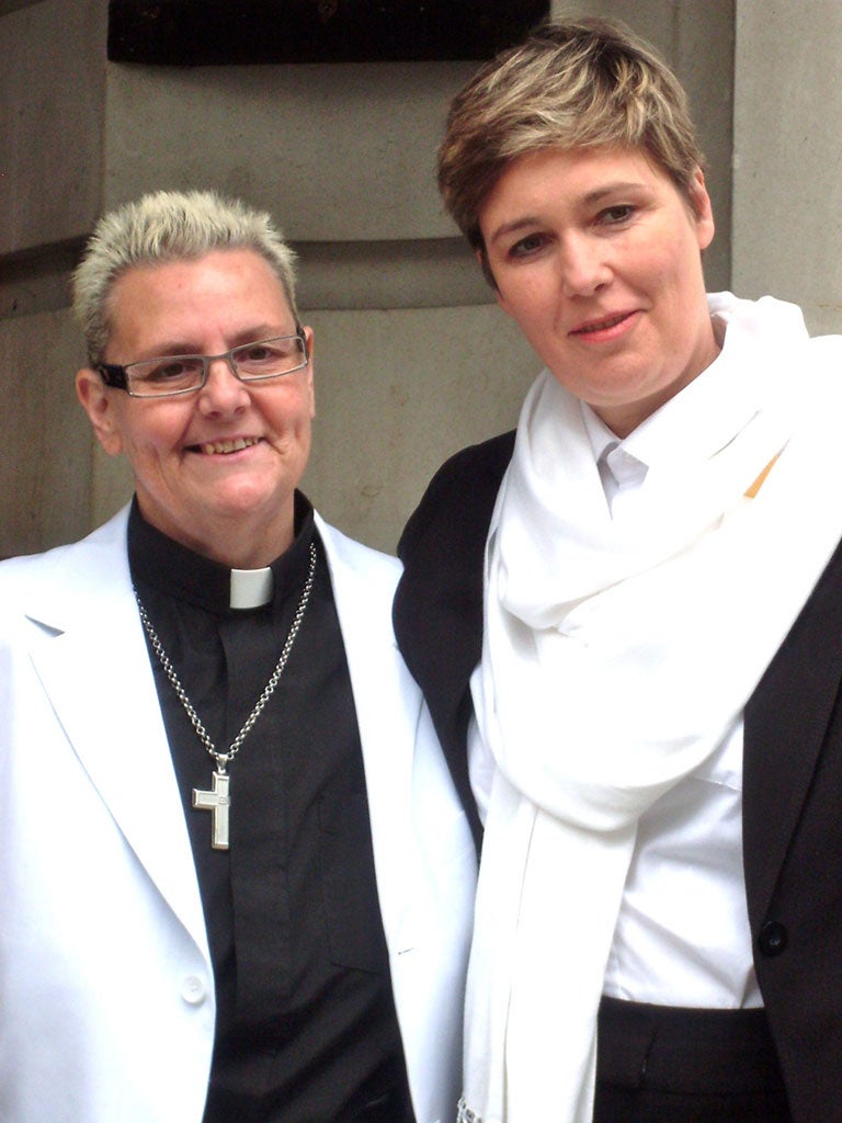Senior pastor at the Metropolitan Community Church in London, Sharon and her partner Franka
Strietzel, 50, see marriage as a more appropriate way to celebrate their relationship