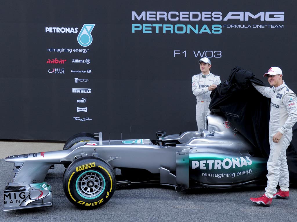 Michael Schumacher unveils the new Mercedes