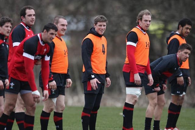 The Wales team pictured in training this week