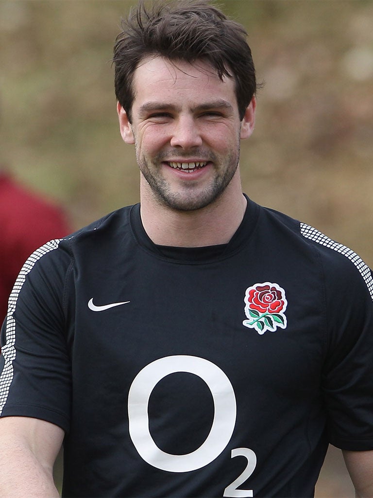Ben Foden sees the funny side of things during England training at Pennyhill Park