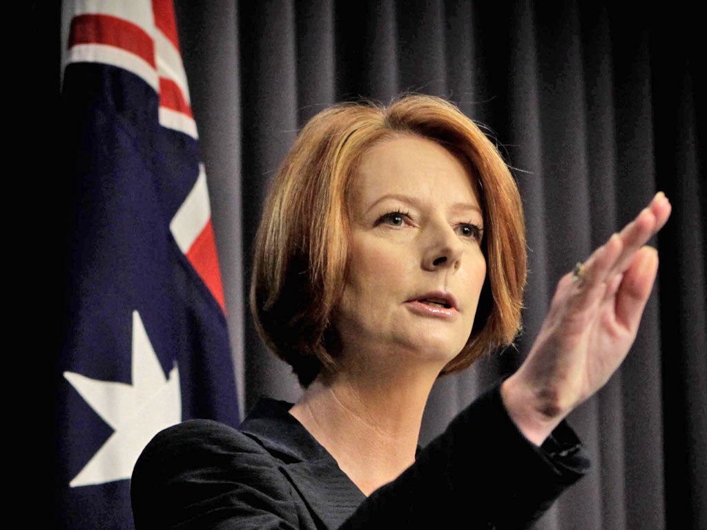 Australia’s Prime Minister, Julia Gillard, said she would give up leadership ambitions if Labor politicians backed Kevin Rudd in Monday’s vote