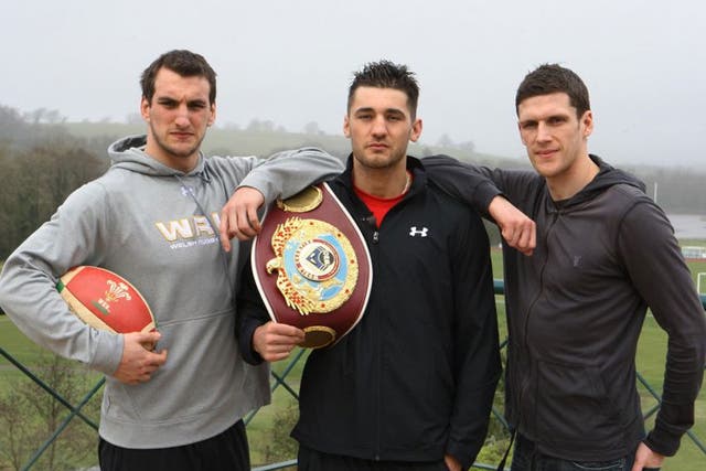 Wales rugby captain Sam Warburton (far left), world champion boxer Nathan Cleverly (centre) and Cardiff City captain Mark Hudson all hope to taste victory this weekend