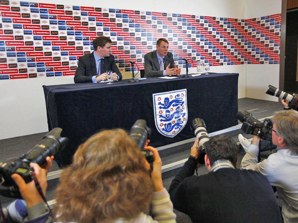 Stuart Pearce speaks to the press at Wembley yesterday