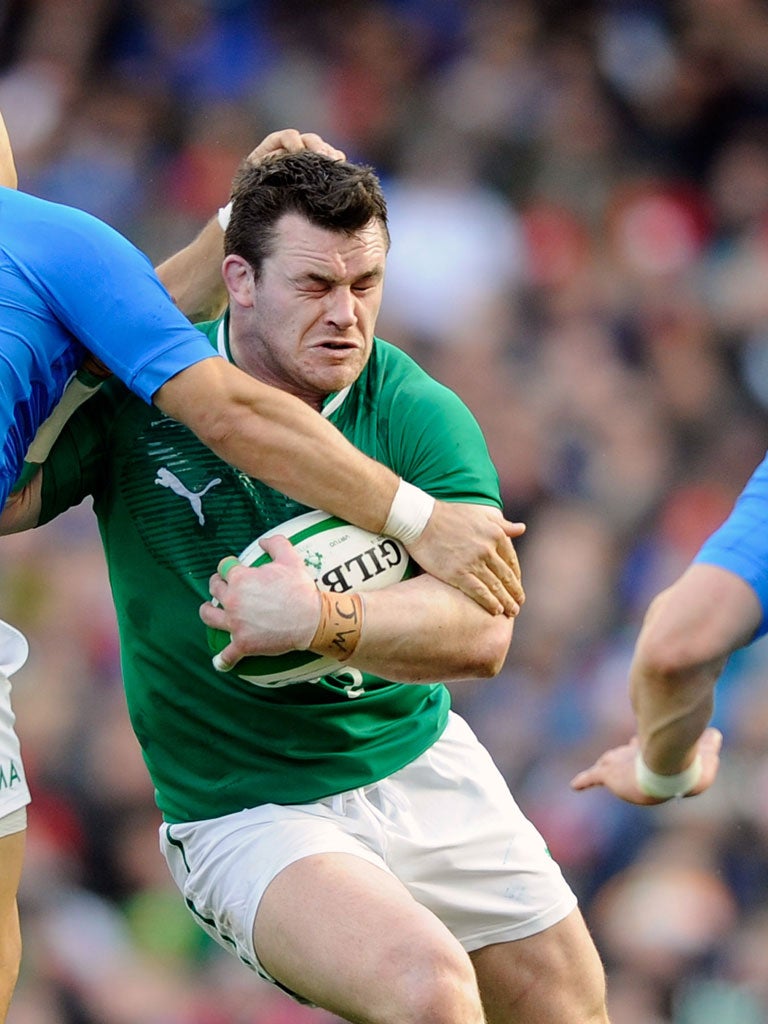 Cian Healy : Despite being knocked out cold in the first half by an errant knee, Healy contributed to a ding dong battle in the scrum and made his usual quota of gain line breaking bursts. 6