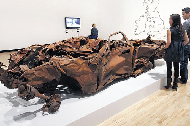 Jeremy Deller’s It Is What It Is (2009) – a bombed and burnt-out
Iraqi car – at the Hayward Gallery
