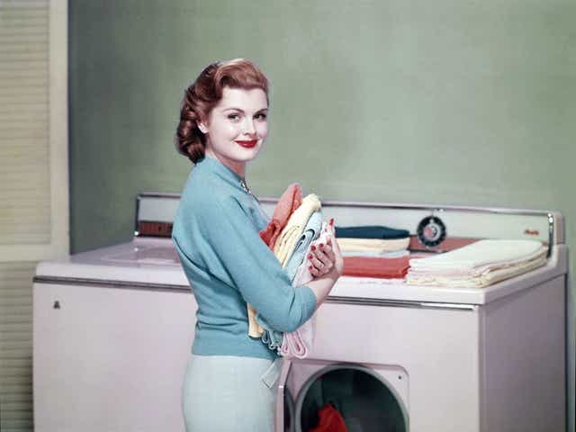 The 1950s housewife's job is made easier with the advent of the twin tub