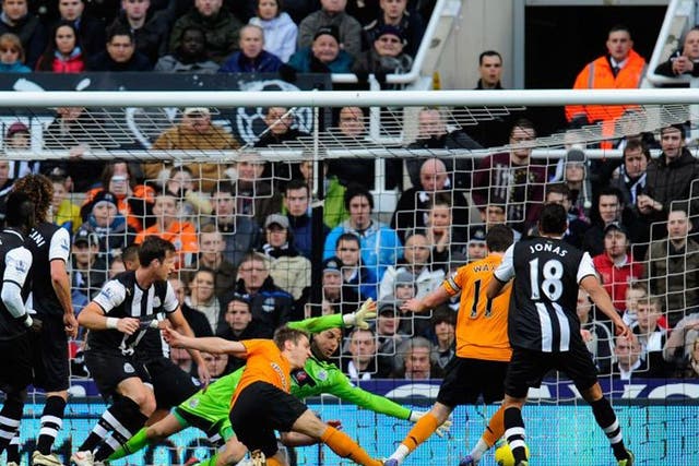 Kevin Doyle swivels inside the box to level for Wolves as the the Premier League strugglers caused a stir at the newly-branded Sports Direct Arena