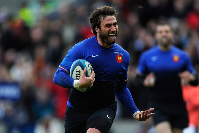 France fullback Maxime Medard runs in his try during the RBS Six Nations match between Scotland and France 