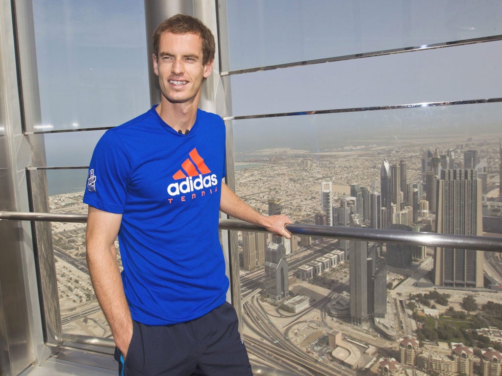 Andy Murray on the observation deck of Burj Khalifa, the world’s tallest building, in Dubai