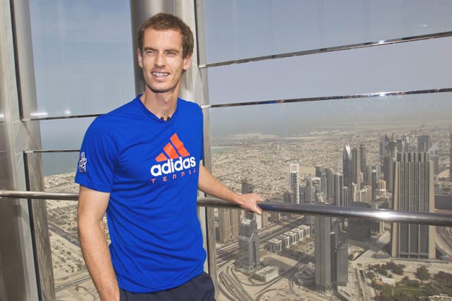 Andy Murray on the observation deck of Burj Khalifa, the world’s tallest building, in Dubai