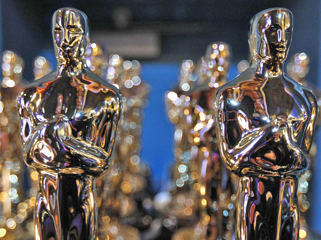 Oscar statues backstage during the 84th Academy Awards
