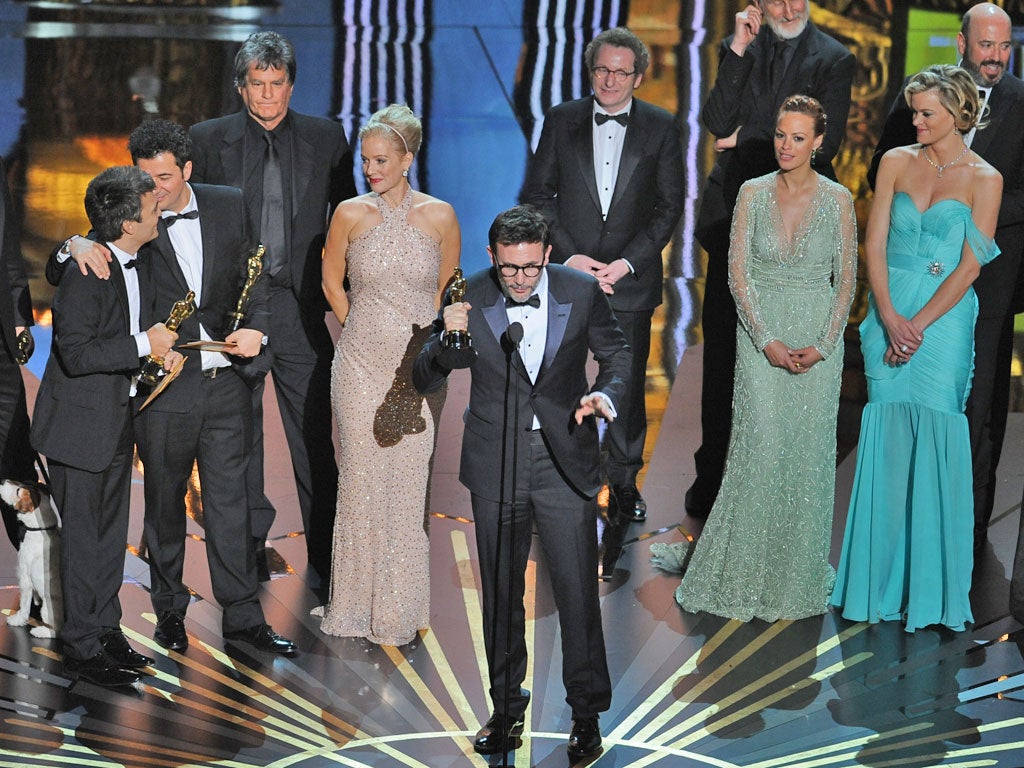 Winner for Best Director for 'The Artist' Michel Hazanavicius on stage