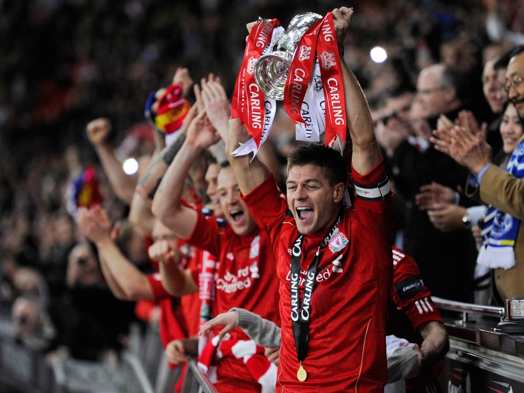 Gerrard led his team out at Wembley for the Carling Cup final win over Cardiff
