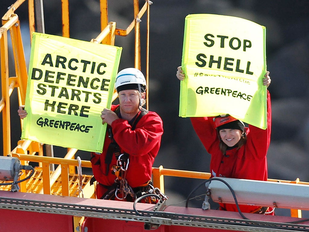 Actress Lucy Lawless and five Greenpeace activists were arrested yesterday