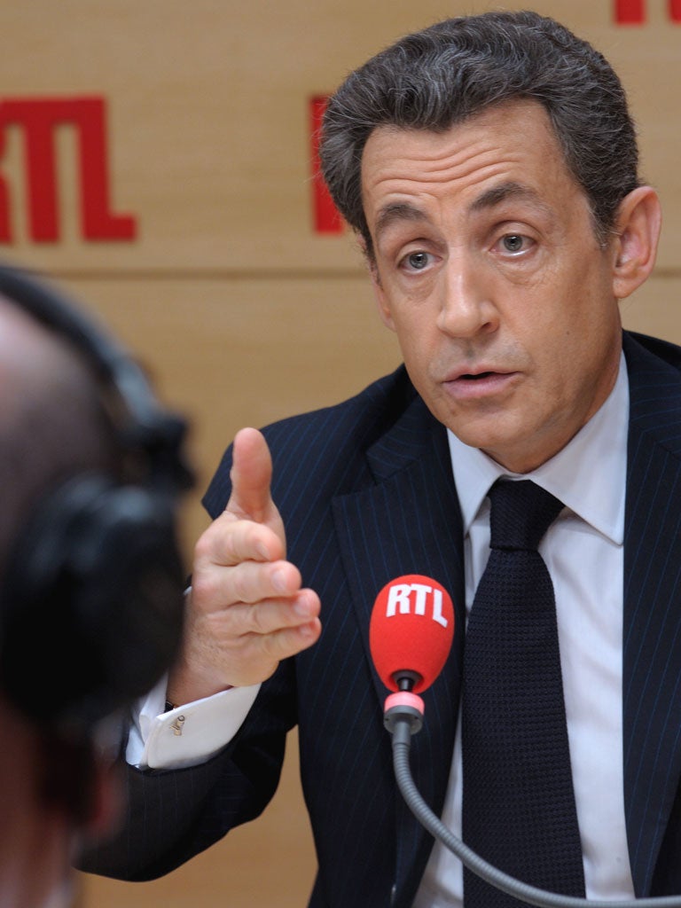 Nicolas Sarkozy during an RTL radio interview yesterday