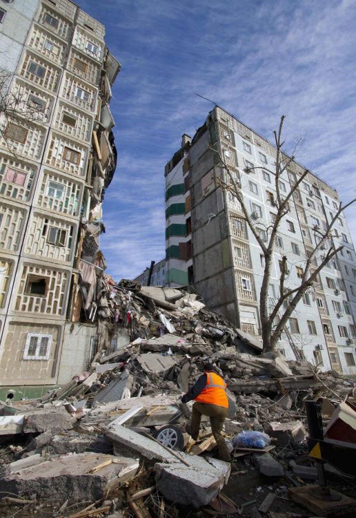 The partially-collapsed nine-storey building in the southern city of Astrakhan