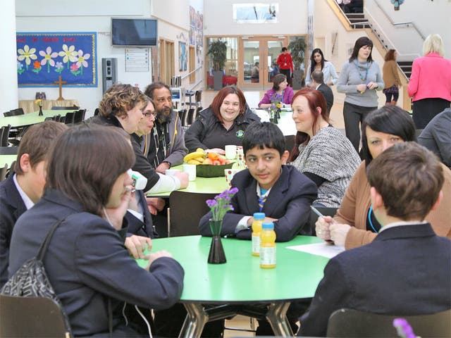 Open to all: parents and pupils in the restaurant