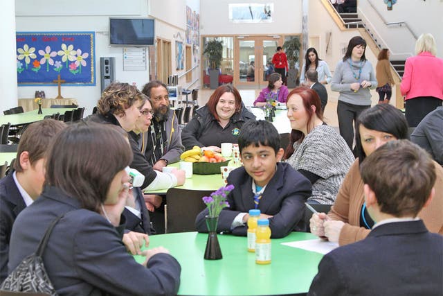 Open to all: parents and pupils in the restaurant