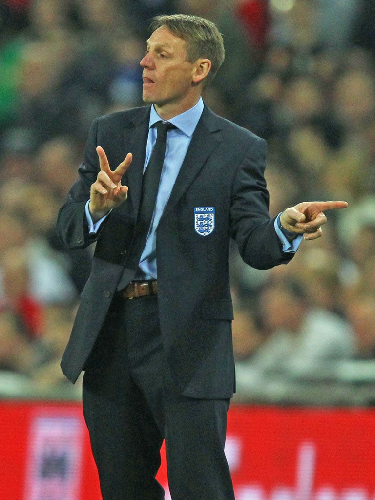 Stuart Pearce makes his point at Wembley last night