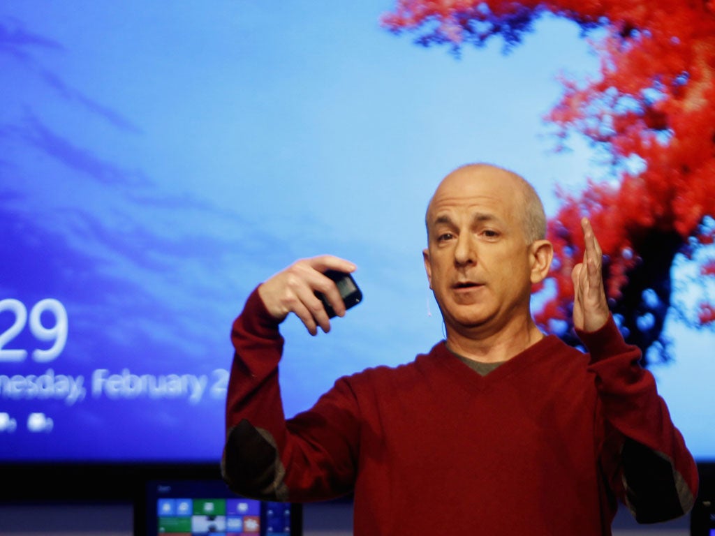 Steven Sinofsky, president of Microsoft's Windows division, at the Windows 8 consumer preview