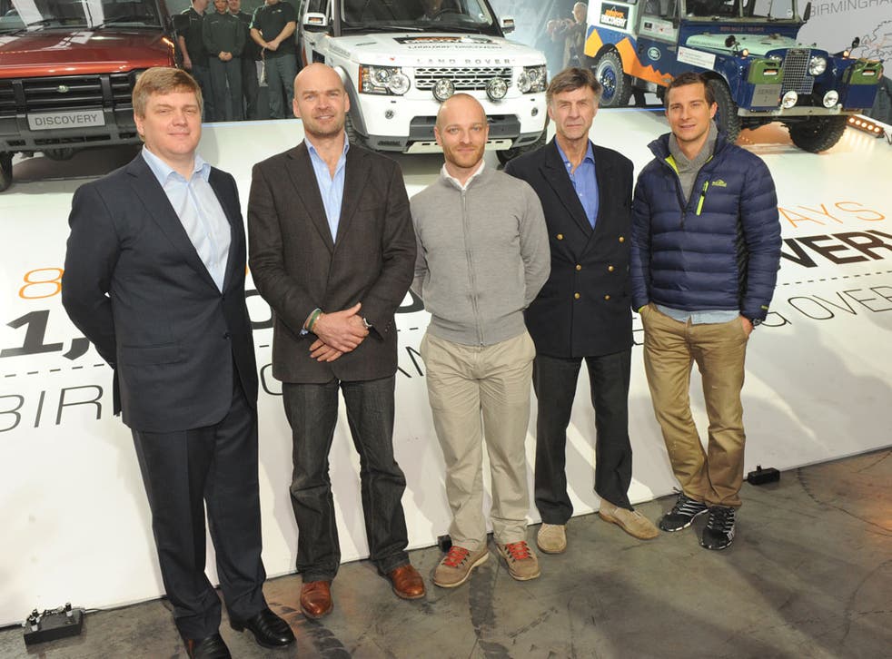 Ray Mears, Monty Halls, Ben Saunders, Sir Ranulph Fiennes and Bear Grylls at Land Rover's reception