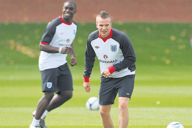 Tom Cleverley trains with England. He hopes to be at
the Euros or Olympics this summer