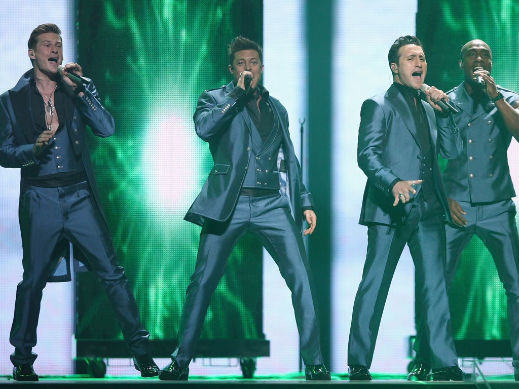 Duncan James (second from left) with Blue bandmates Lee Ryan, Antony Costa and Simon Webbe