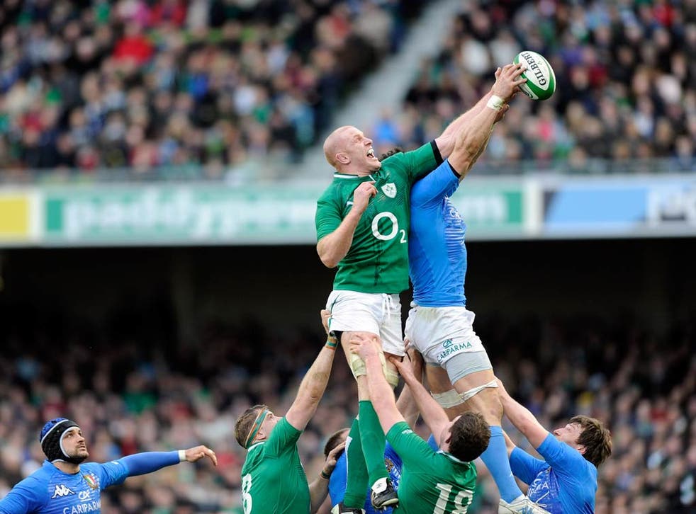 Paul O'Connell in action against Italy