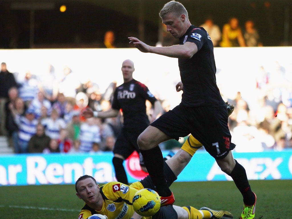 Pavel Pogrebnyak, pictured scoring for Fulham at QPR, has
made a bright start in the Premier League